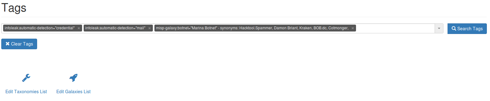 AIL framework tags Tags