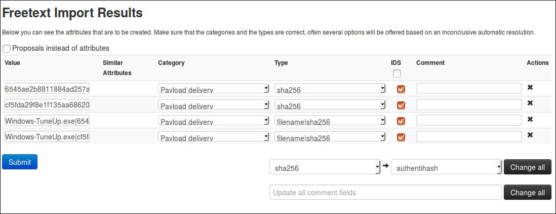 freetext import step 3