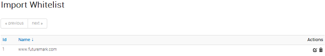 You can edit or delete currently white-listed addresses using the action buttons on this list.