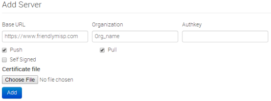 Make sure that you enter the authentication key that you have been given by the hosting organisation of the remote instance, instead of the one you have gotten from this one.