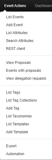 List Event Actions