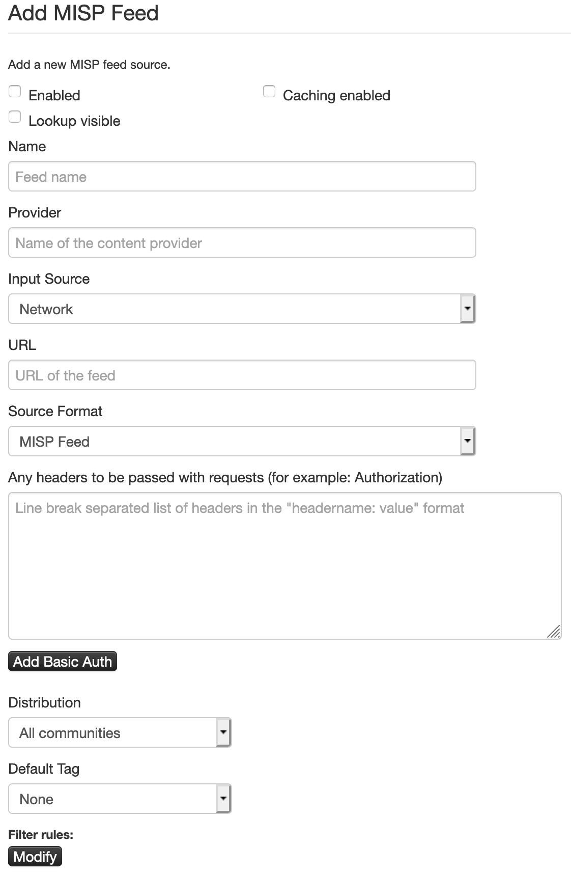 Add feed form