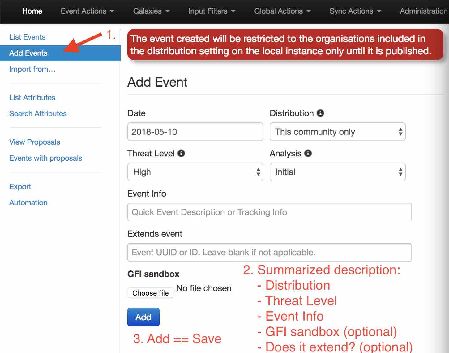 Create an Event in MISP