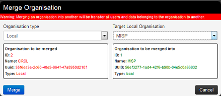 Merge organisations.