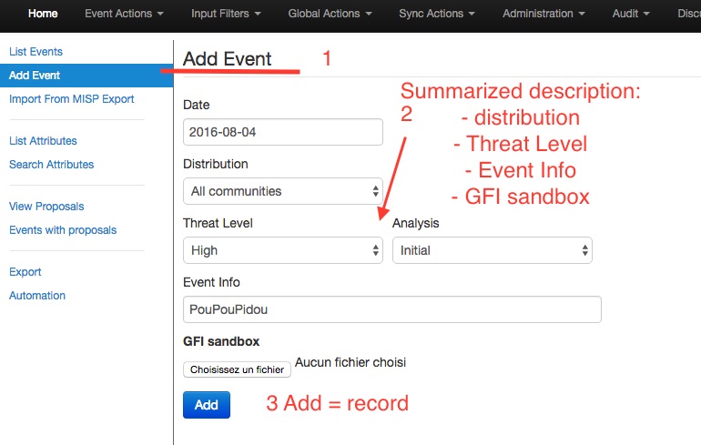 Create an Event in MISP