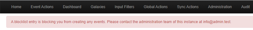 A blocklist entry is blocking you from creating any events error message
